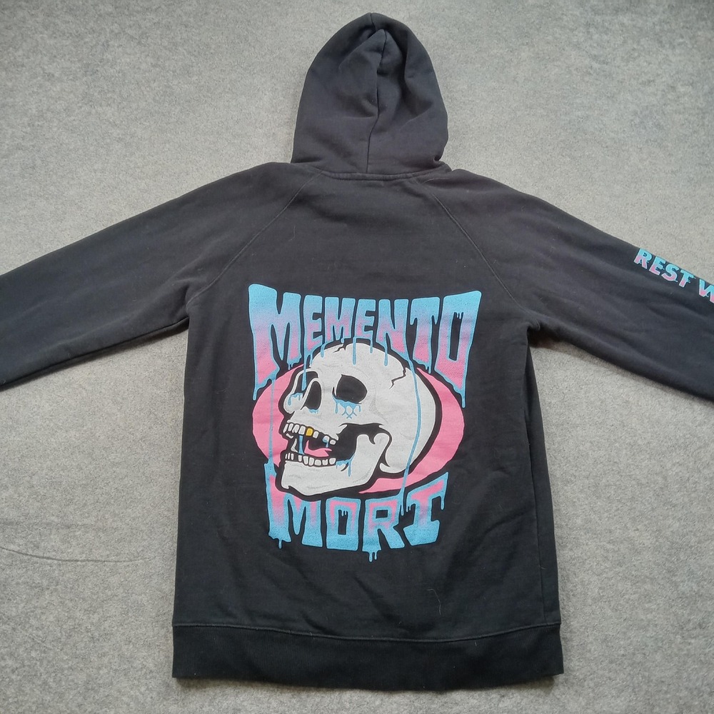 HVIII Brand Goods Hoodie Mens Small Black Memento Mori Skull Graphic Streetwear